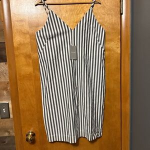 Everlane Grey/Cream Striped V-Neck
Spaghetti Strap Dress sz 10